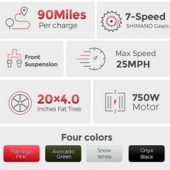 Rower elektryczny ENGWE L20 kolory: różowy, czarny, biały, zielony