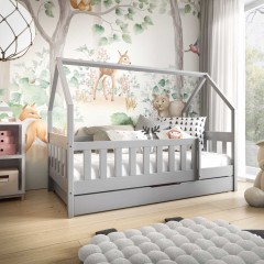 LUNA łóżeczko domek w stylu skandynawskim z materacem