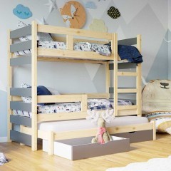 Piętrowe łóżko 3 osobowe z Materacami Tosia! Nowoczesny Model Hit ! !