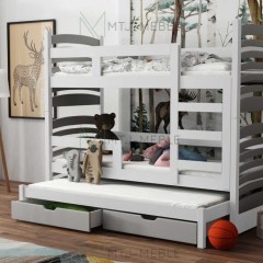 Nowoczesne Łóżko Piętrowe 3 Osobowe Olaf! Materace Gratis!