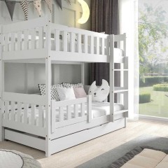 Drewniane łóżko piętrowe LILA z materacami w zestawie PRODUCENT