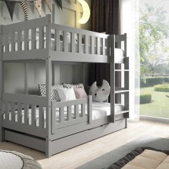 Drewniane łóżko piętrowe LILA z materacami w zestawie PRODUCENT