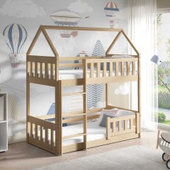 Piętrowe łóżko dla dzieci domek ZUZIA SLIM z materacami