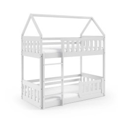 Piętrowe łóżko dla dzieci domek ZUZIA SLIM z materacami