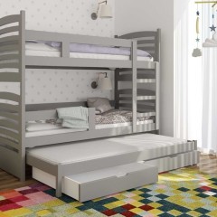 Piętrowe 3 osobowe łóżko Olek! Nowoczesny model materace w zestawie!