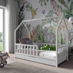 Sosnowe łóżeczko dla dziecka z materacem - ANTOŚ