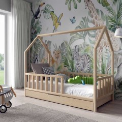 Sosnowe łóżko dla dziecka ANTOŚ z materacem