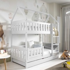 Piętrowe łóżko ZUZIA z materacami w zestawie! Drewno sosnowe