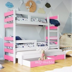 Dziecięce łóżko piętrowe dla 3 osób TOSIA - sosna! Materace