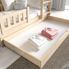 Piętrowe łóżko dla dzieci ZUZIA - sosna - materace w zestawie!