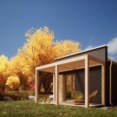 Domek parterowy całoroczny na konstrukcji stalowej o pow. 27,3m2,