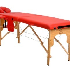 Stół, łóżko do masażu 2-segmentowe drewniane - czerwony