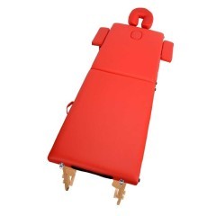 Stół, łóżko do masażu 2-segmentowe drewniane - czerwony