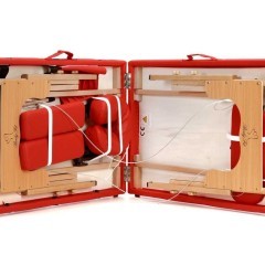 Stół, łóżko do masażu 2-segmentowe drewniane - czerwony