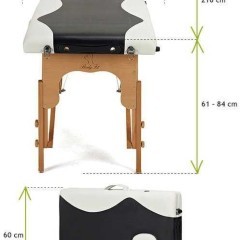 Stół, łóżko do masażu 2-segmentowe drewniane - czarno białe