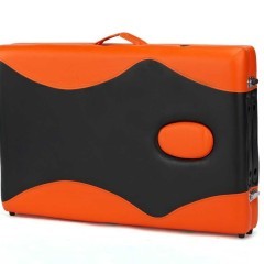 Stół, łóżko do masażu 2-segmentowe drewniane - czarno pomarańczowe