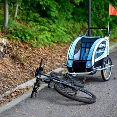 Przyczepka rowerowa z amortyzatorem 2-osobowa +JOGGER niebieski