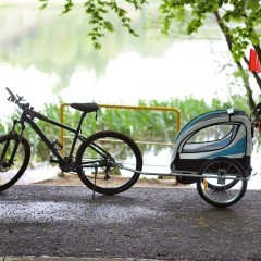 Przyczepka rowerowa z amortyzatorem 2-osobowa +JOGGER niebieski