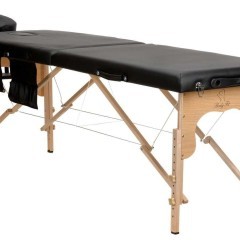 Stół, łóżko do masażu 2-segmentowe drewniane - czarny