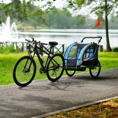 Przyczepka rowerowa z amortyzatorem 2-osobowa +JOGGER zielona