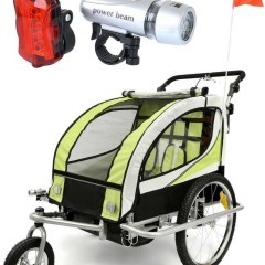 Przyczepka rowerowa z amortyzatorem 2-osobowa +JOGGER zielona