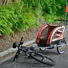 Przyczepka rowerowa z amortyzatorem 2-osobowa +JOGGER czerwony