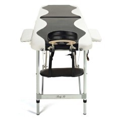 Stół, łóżko do masażu 2-segmentowe aluminiowe dwukolorowe czarno-białe