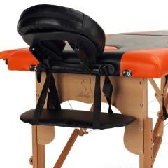 Stół, łóżko do masażu 2-segmentowe drewniane - czarno pomarańczowe