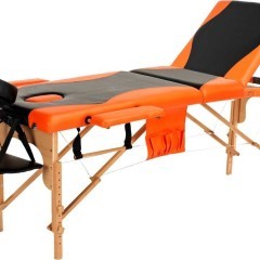 Stół, łóżko do masażu 3-segmentowe drewniane dwukolorowe