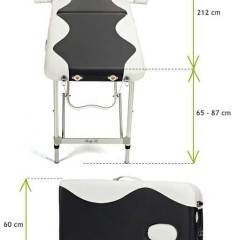 Stół, łóżko do masażu 2-segmentowe aluminiowe dwukolorowe czarno-białe