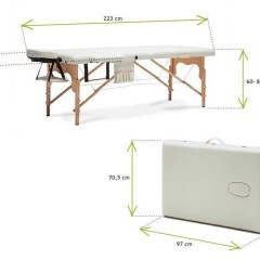 Stół, łóżko do masażu 2-segmentowe drewniane XXL - biały