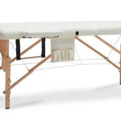 Stół, łóżko do masażu 2-segmentowe drewniane XXL - biały