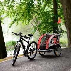 Przyczepka rowerowa z amortyzatorem 2-osobowa +JOGGER czerwony