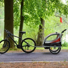 Przyczepka rowerowa z amortyzatorem 2-osobowa +JOGGER czerwony