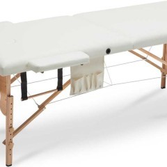 Stół, łóżko do masażu 2-segmentowe drewniane XXL - biały