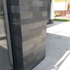 Płytki Łupek Black Slate Naturalny 10x30x0,8-1,3 cm Elewacja Ściana