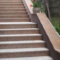 Stopień + Podstopień Granitowy Czerwony 150x33x2 Płomieniowany