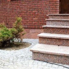 Stopień + Podstopień Granitowy Czerwony 150x33x2 Płomieniowany