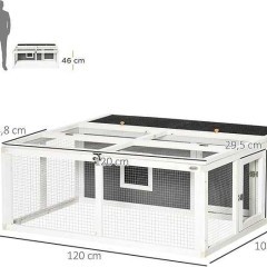 Klatka dla królika z drewna jodłowego dla 2 do 4 królików