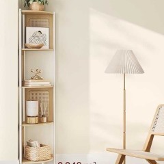 VASAGLE Regał narożny 5-poziomowy z rattanowymi panelami bocznymi,