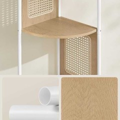 VASAGLE Regał narożny 5-poziomowy z rattanowymi panelami bocznymi,