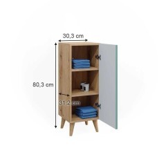 Vicco Szafka Midi Miętowa zieleń 30.3 x 80.3 cm z drzwiami, Rudi