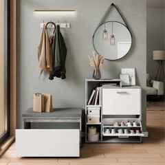 Vicco Szafka Na Buty Orlando 2 Części Z Ławką Beton Biały