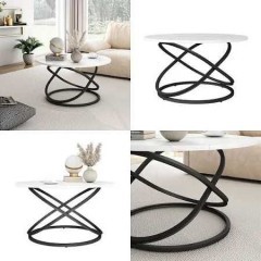 Vicco Stolik kawowy "Calgary" Czarny/Biały z dużą powierzchnią roboczą