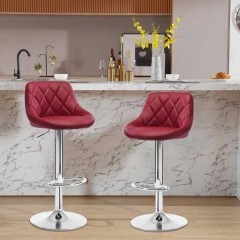 WOLTU  Obrotowy hoker barowy z regulacją wysokości, ciemnoczerwony