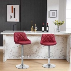 WOLTU  Obrotowy hoker barowy z regulacją wysokości, ciemnoczerwony