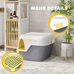 PawHut Kuweta dla Kota z Pokrywą i Łopatką, Zamykana, Kolor Biały