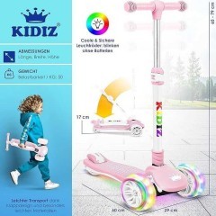 Hulajnoga trójkołowa z świecącymi kółkami, z regulacją wys. 3-12 lat