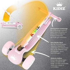 Hulajnoga trójkołowa z świecącymi kółkami, z regulacją wys. 3-12 lat