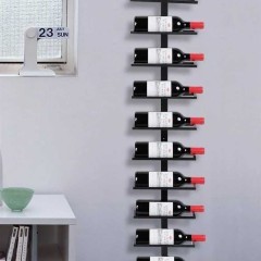Stojak na wino, ścienny wykonany z metalu  na 10 butelek, czarny